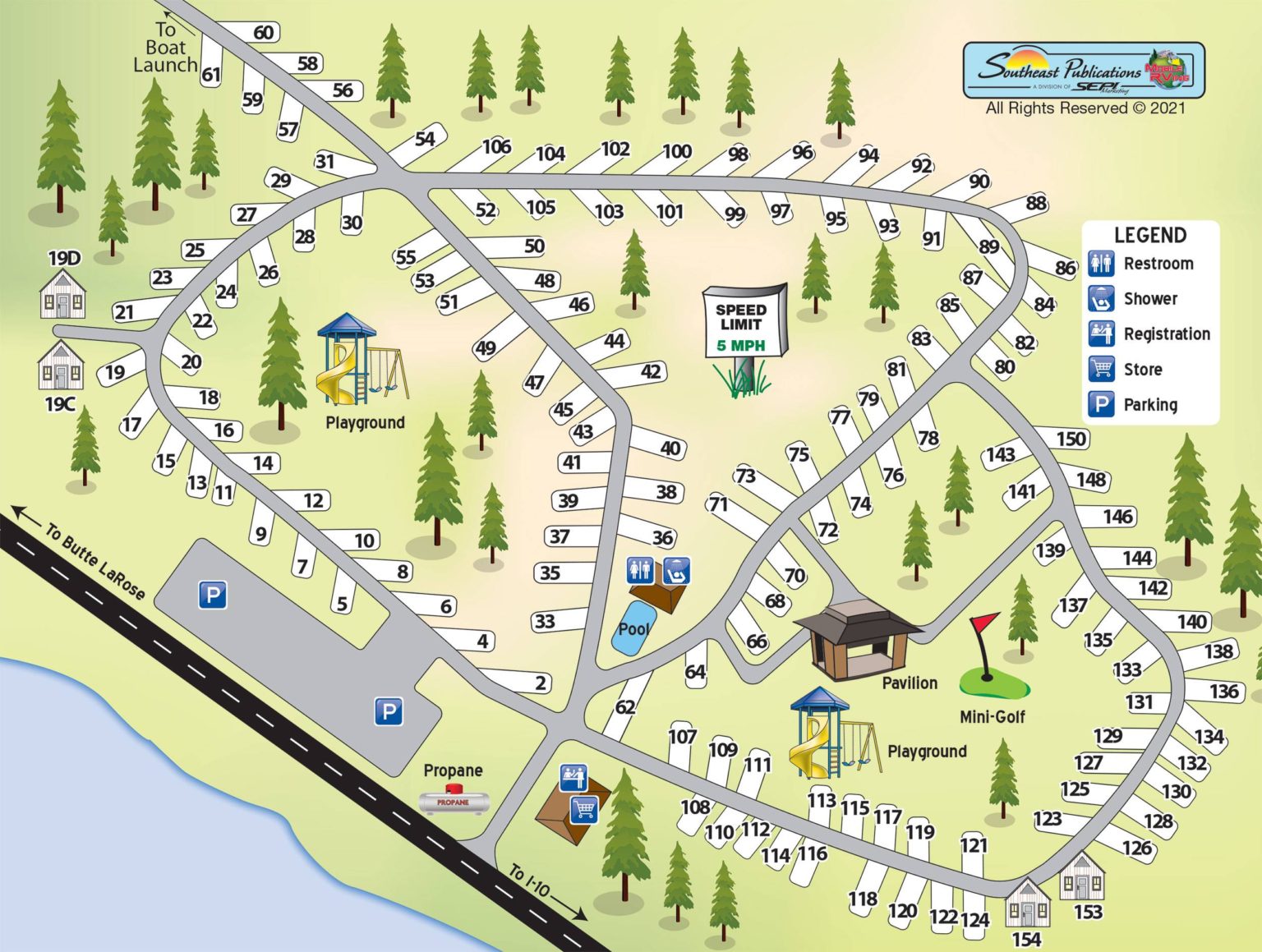 Park Map – Cajun Heritage RV Park